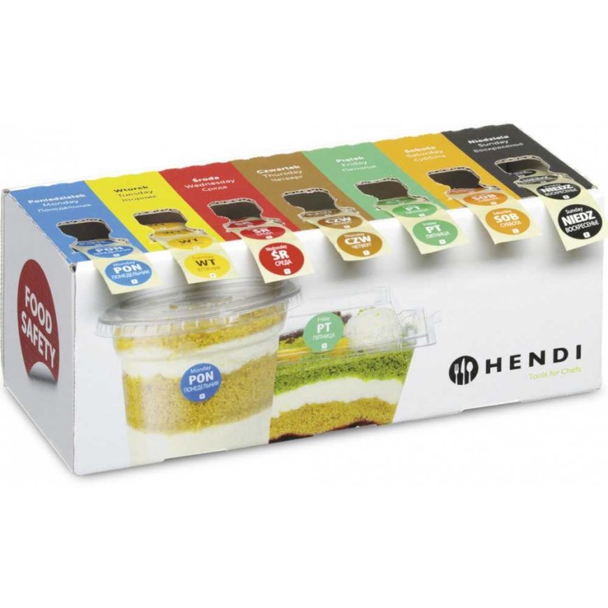 Set of disposable food safety labels with dispenser - Hendi – 2