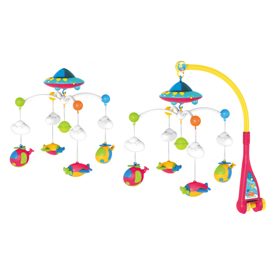 Lean Toys Vaikiškos lovelės karuselė Ufo lėktuvų projektorius 108 melodijos – 3