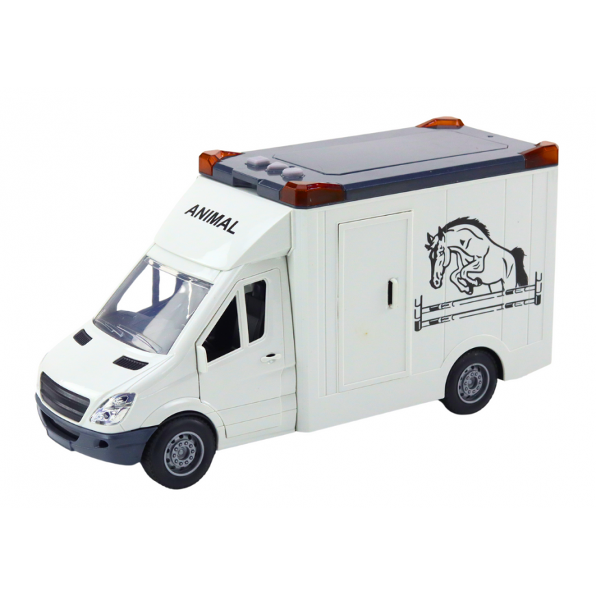 Lean Toys Horse Transporter Car Opening Door Light Sound White – 2