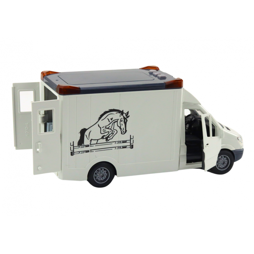 Lean Toys Horse Transporter Car Opening Door Light Sound White – 3