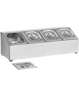 Royal Catering Display of gastronomic dishes with 4 GN1/6 dishes, stainless steel