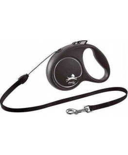 997 / 5 000 Flexi Black Design S siksna suņiem līdz 12 kg virve 5 m melnā krāsā