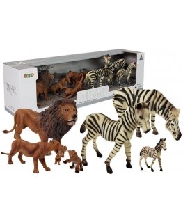 Lean Toys African Wild Animal Figures Set LeanToys Lion and Zebra Families