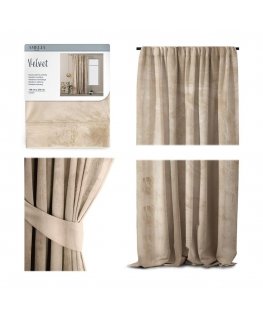 Night curtain AmeliaHome VELVET 140X270 cm, 1 pc., tape/hooks, color: cream