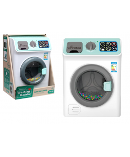Lean Toys Washing machine with battery sounds Opening drum colored balls
