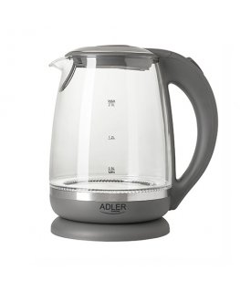 Adler AD 1286 elektriskās tējkanna 2 L 2200 W Pelēks, Caurspīdīgs