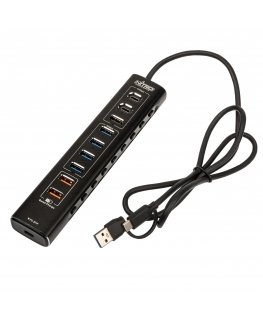 Nitro Concepts UH1, 10&nbsp;portu hibrīda USB&nbsp;centrmezgls, USB&nbsp;3.2