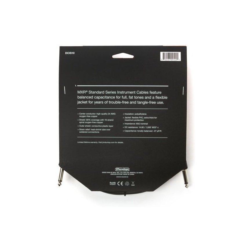 MXR Standard -instrumenttikaapeli 3m, musta – 2