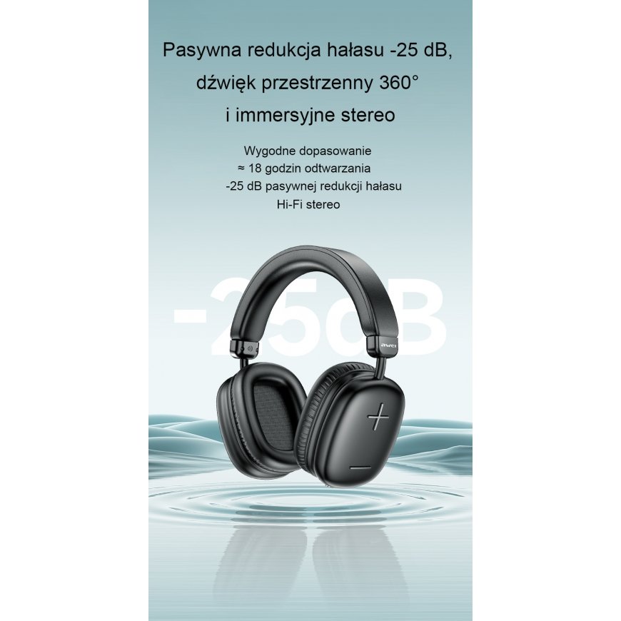 AWEI słuchawki nauszne Bluetooth AT6 beżowy|off-white – 2