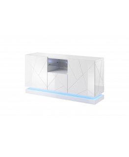 Cama QIU 2D1K komoda 150x41,5x75 cm blizgus baltas/blizgus baltas