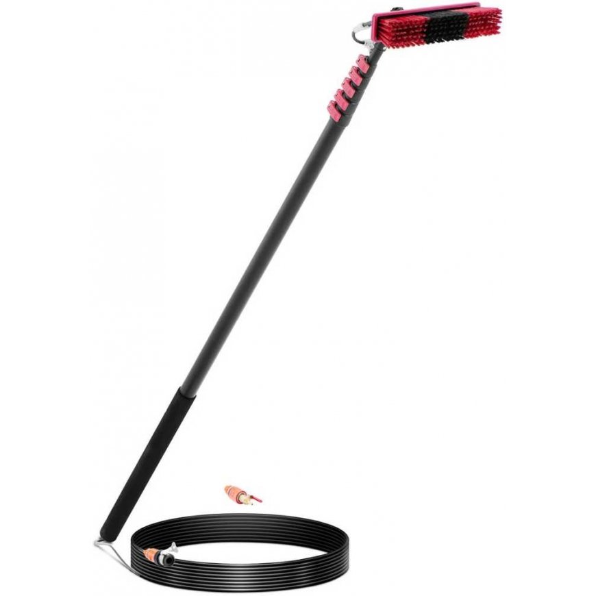 Ulsonix Telescopic water washing brush with hose for cleaning windows, solar collectors, 9m long – 2