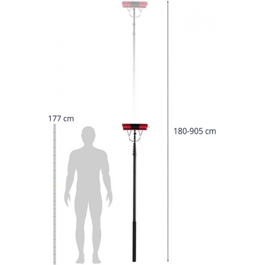 Ulsonix Telescopic water washing brush with hose for cleaning windows, solar collectors, 9m long – 3
