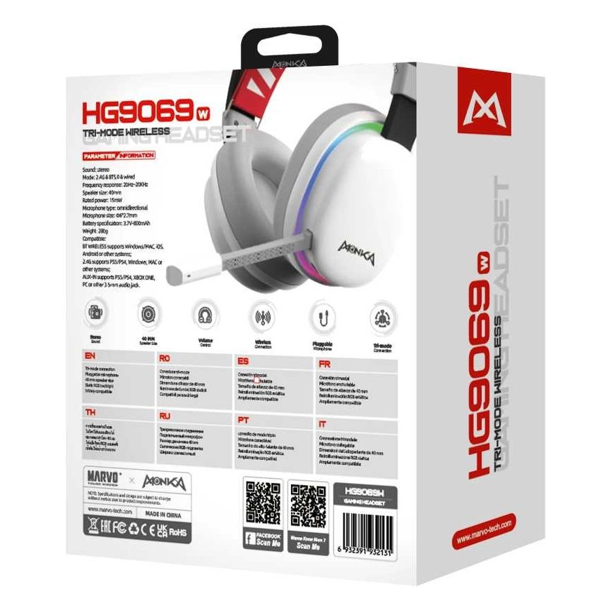 Marvo Ausinės su mikrofonu Monka Echo RS HG9070W Belaidės – 4