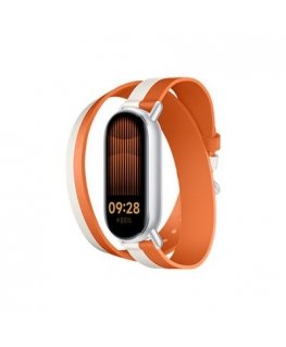 Dual-tone Leather Strap | 140–180mm | White and Orange | Calf Leather, PU (inside)
