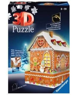 Ravensburger Christmas Gingerbread House Night Edition 3D dėlionė 216 vnt Pastatai