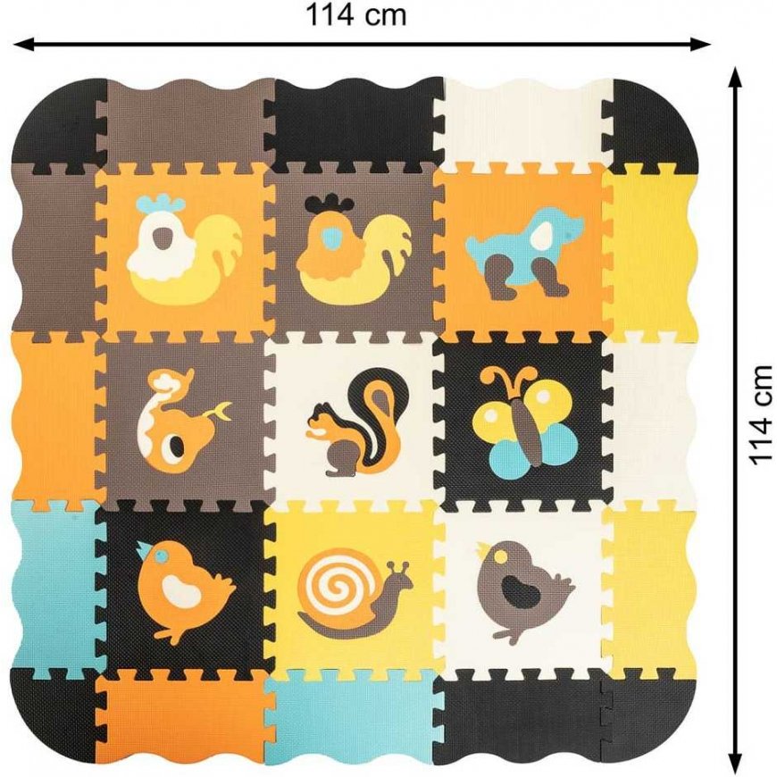 Kontext Foam puzzle mat / play mat for children 25 pcs. colored animals 114cm x 114cm x 1cm – 4