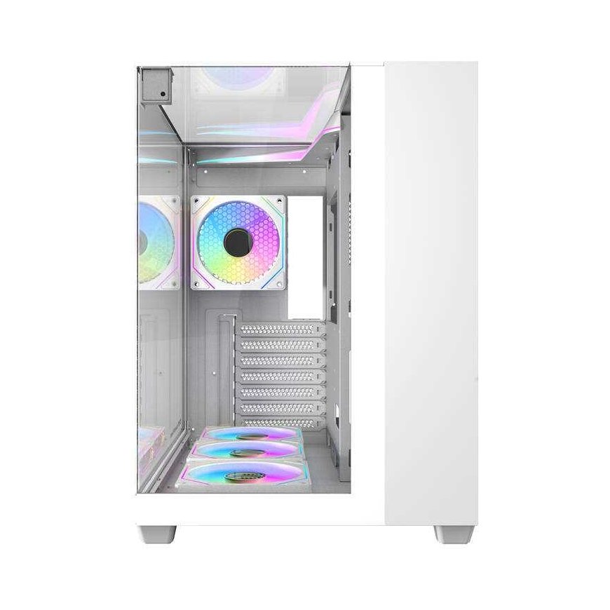 Darkflash TH285 kompiuterio dėklas, 4 ventiliatoriai (baltas) – 2