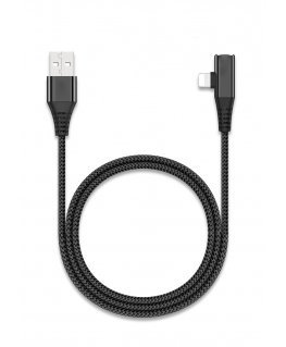 RoGer (iOS 13) Lightning Datu un uzlādes kabelis ar papildus Pieslēgvietu (ligzda) no Izturīga Materiāla 1m Melns