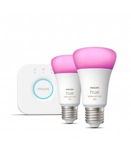 Philips Hue balta un krāsaina atmosfēras gaisma Sākuma komplekts: 2 gab. viedās spuldzes E27 (1100)