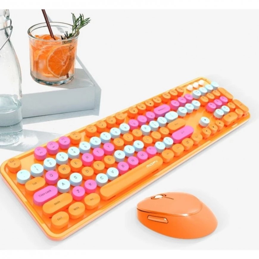 MOFII Magus Traadita 2.4G Täisklaviatuur & Optiline Hiir Oranž m – 2