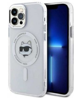 Dėklas Karl Lagerfeld KLHMP12MHLSCHH iPhone 12 / 12 Pro 6.1" balta/baltas hardcase IML Metal Choupette Head MagSafe