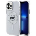 Dėklas Karl Lagerfeld KLHMP12MHLSCHH iPhone 12 / 12 Pro 6.1" balta/baltas hardcase IML Metal Choupette Head MagSafe