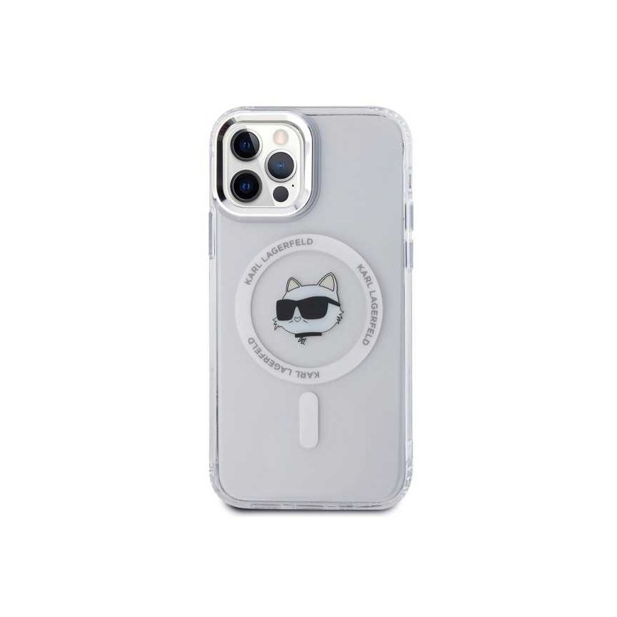 Case Karl Lagerfeld KLHMP12MHLSCHH iPhone 12 / 12 Pro 6.1" white/white hardcase IML Metal Choupette Head MagSafe – 2