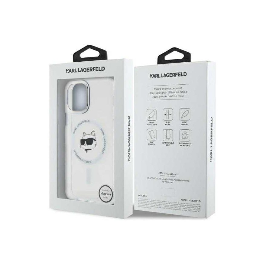Dėklas Karl Lagerfeld KLHMP12MHLSCHH iPhone 12 / 12 Pro 6.1" balta/baltas hardcase IML Metal Choupette Head MagSafe – 3