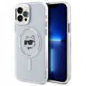 Dėklas Karl Lagerfeld KLHMP12MHLSCHH iPhone 12 / 12 Pro 6.1" balta/baltas hardcase IML Metal Choupette Head MagSafe