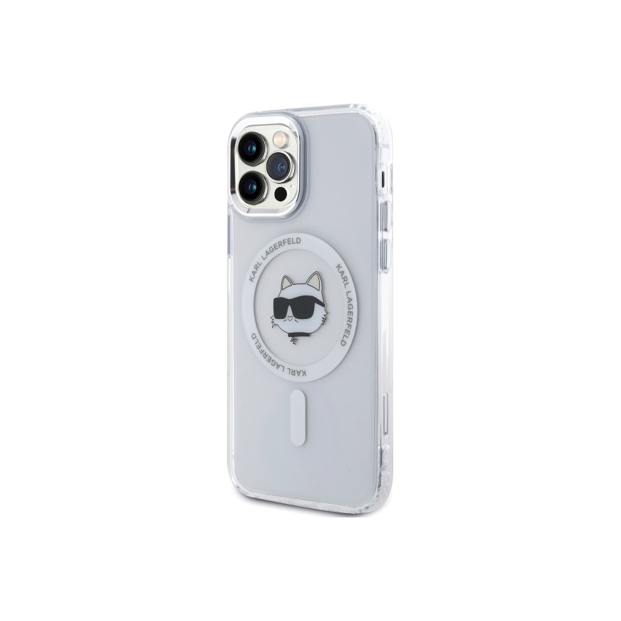 Dėklas Karl Lagerfeld KLHMP12MHLSCHH iPhone 12 / 12 Pro 6.1" balta/baltas hardcase IML Metal Choupette Head MagSafe – 5