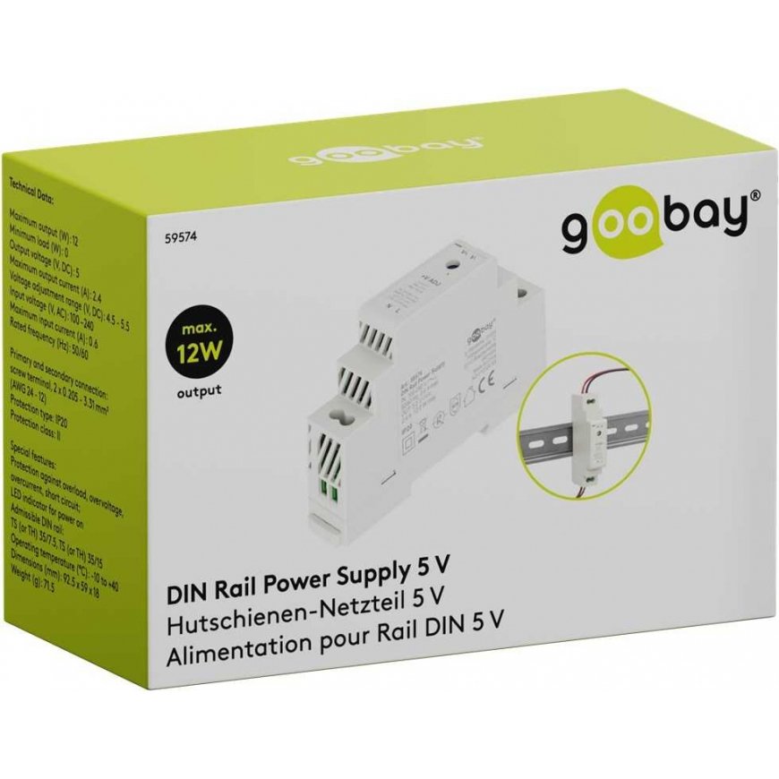Power source DIN Goobay 5V 2.4A 12W IP20