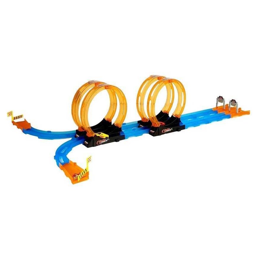 Lean Toys Lenktynių trasa su 4 kilpomis, dviem 181 cm automobiliais – 2