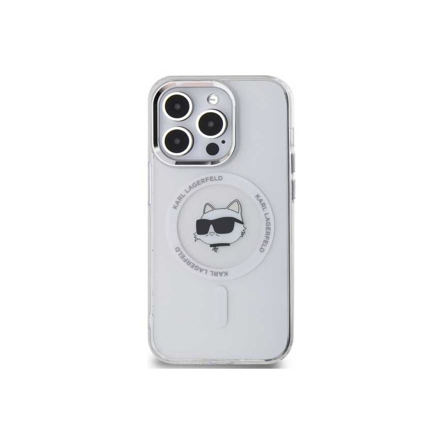 Dėklas Karl Lagerfeld KLHMP13LHLSCHH iPhone 13 Pro 6.1" balta/baltas hardcase IML Metal Choupette Head MagSafe – 2