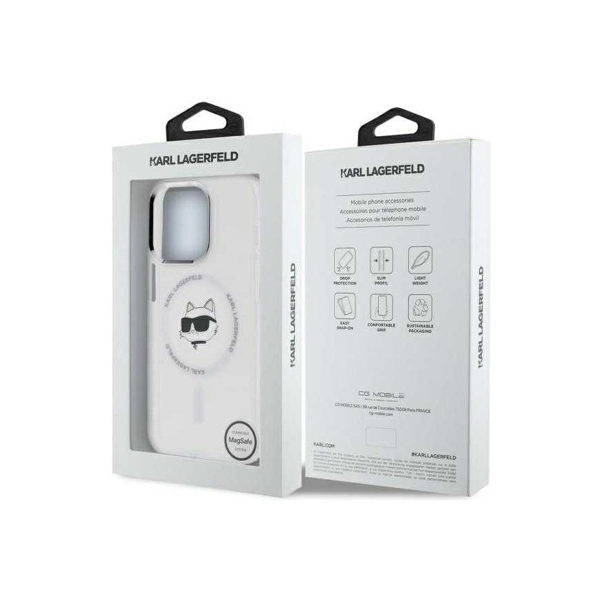 Dėklas Karl Lagerfeld KLHMP13LHLSCHH iPhone 13 Pro 6.1" balta/baltas hardcase IML Metal Choupette Head MagSafe – 3