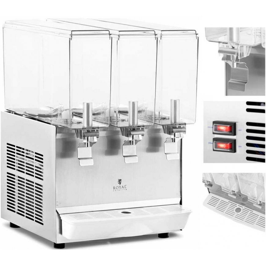 Royal Catering Three-compartment beverage dispenser with cooling 3 x 10 l 320 W