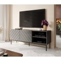 Cama ABETO RTV spintelė ant juodo plieno rėmo 150x42x60 cm grafitas/blizgus grafitas