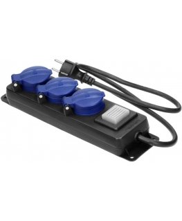 Orno Przedłużacz warztatowy bryzgoszczelny with switch IP44, 3 gniazda 2P+Z IP44, przewód gumowy, H05RR-F 3x1,5mm?, 3m