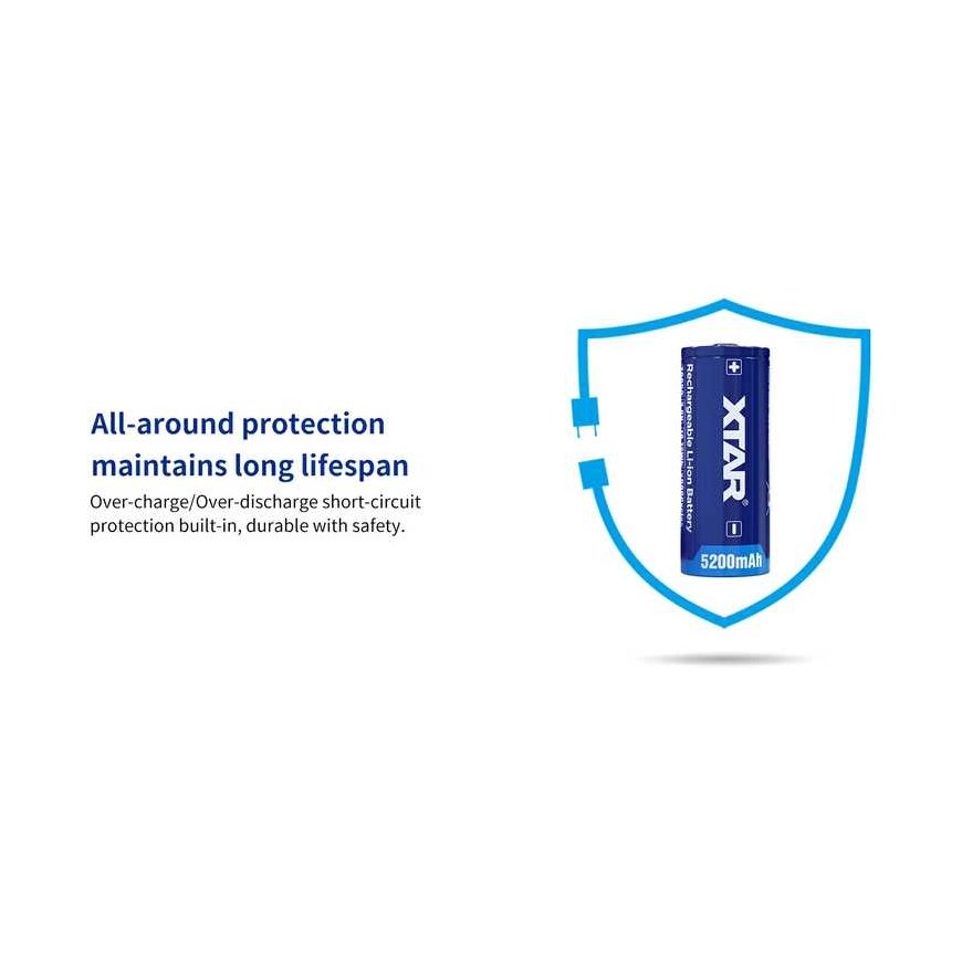 Xtar 5200mAh 3,6V 26650 akumuliatorius su PCB – 3