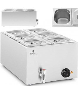 Royal Catering Elektrinis maisto šildytuvas su 6 GN 1/6 talpomis, 600 W