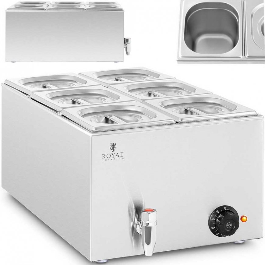 Royal Catering Electric food warmer with 6 GN 1/6 containers, 600 W