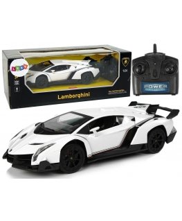 Lean Toys Radijo bangomis valdomas Lamborghini Veneno 1:24 baltas su pulteliu