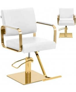 Physa OTLEY cosmetic hairdressing chair with footrest - white and gold
