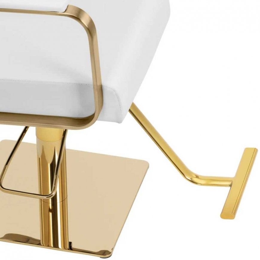 Physa OTLEY cosmetic hairdressing chair with footrest - white and gold – 4