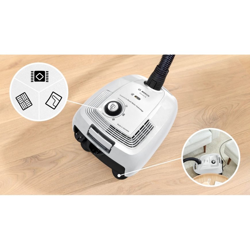 Bosch Serie 4 BGL38WH2 dulkių siurblys 4 L Cilindrinis dulkių siurblys Sausa 600 W Dulkių maišas – 3