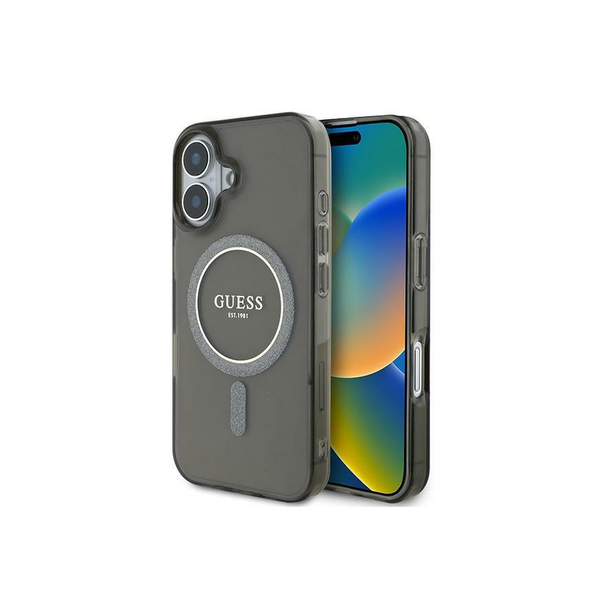 Case Guess GUHMP16MHFGEREK iPhone 16 Plus 6.7" black/black hardcase IML Glitter Circle MagSafe – 4