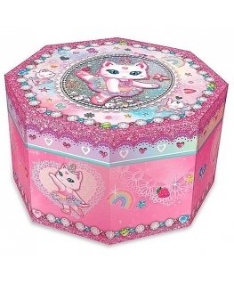 Pecoware octagonal music box - Cat ballerina