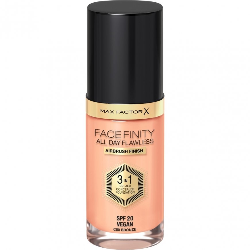 Max Factor Facefinity All Day Flawless 3 in 1 30 ml Pudele ar dozētāju Serums 80 Bronze