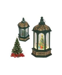Led lantern christmas tree decoration with glitter