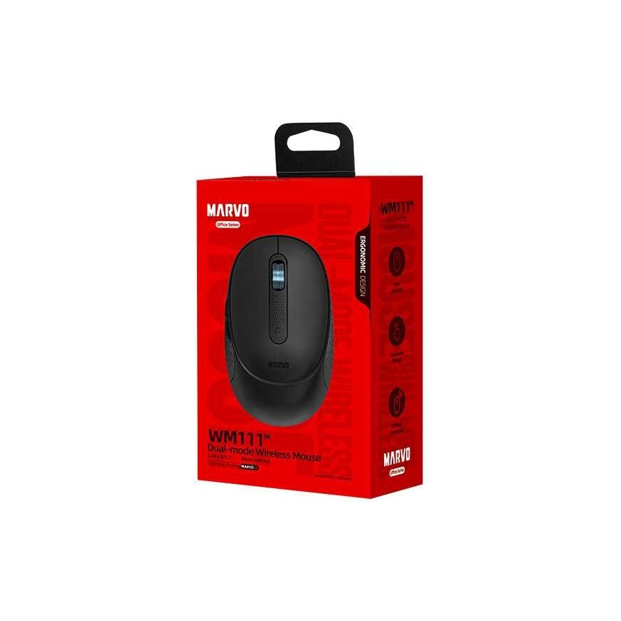 Wireless mouse, Marvo WM111 BK, black, optical, 1600DPI – 5