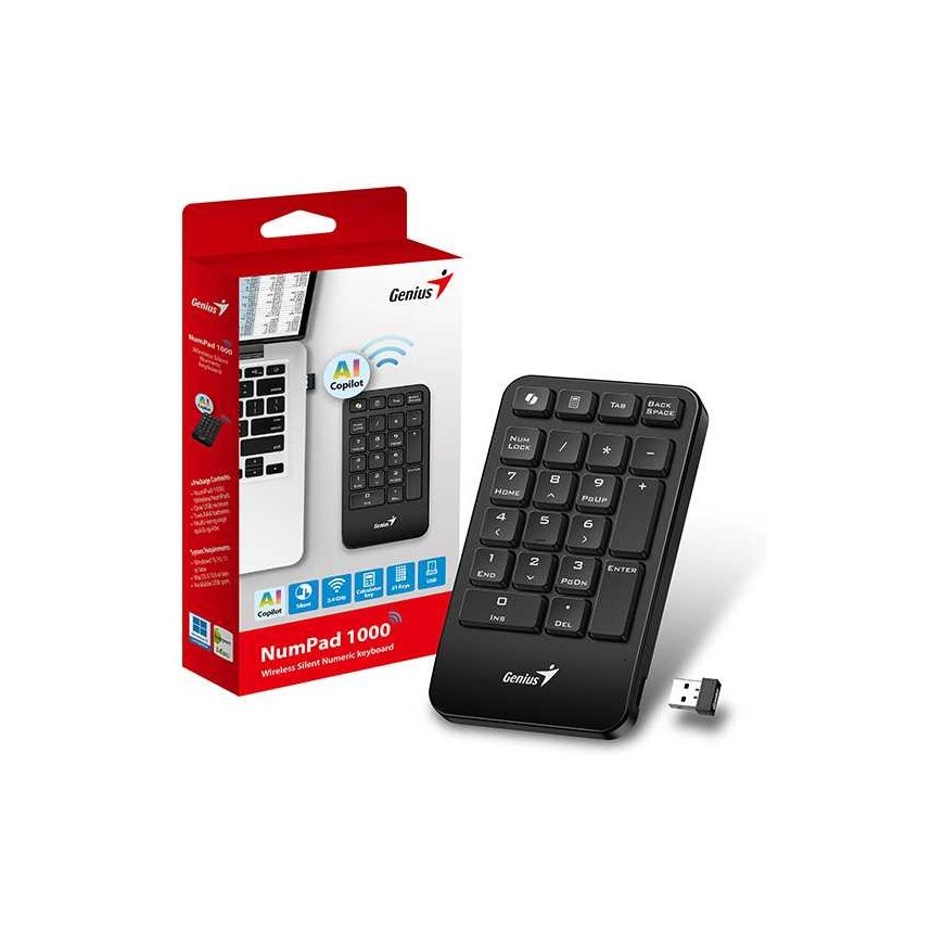 Genius NumPad 1000 COPILOT, keyboard numeryczna wireless, black – 3